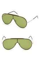 Men's Tom Ford Mack 135mm Shield Sunglasses - Shiny Rose Gold/ Green