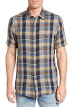 Men's Rodd & Gunn Pavillion Plaid Linen Sport Shirt, Size - Brown
