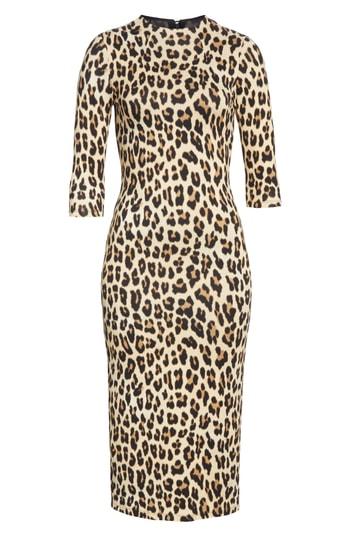 Women's Alice + Olivia Delora Mock Neck Midi Sheath - Brown