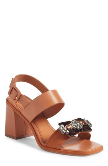 Women's Tory Burch Delaney Embellished Double Strap Sandal .5 M - Brown