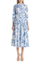 Women's Oscar De La Renta Toile Print Stretch Poplin Shirtdress - Blue