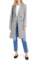 Women's Halogen Structured Plaid Coat - Black