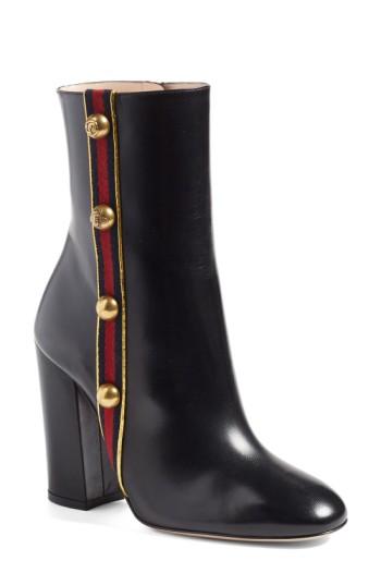 Women's Gucci 'carly' Block Heel Bootie Us / 36eu - Black