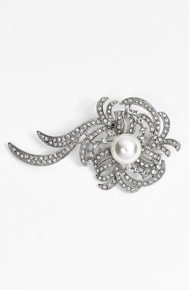 Women's Nina 'janice' Faux Pearl & Crystal Brooch