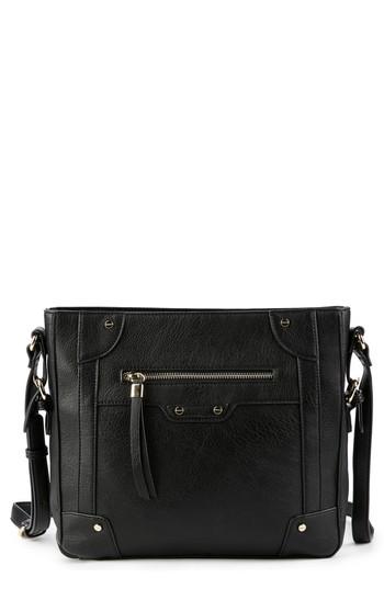 Sole Society Essential Flat Faux Leather Crossbody Bag - Black