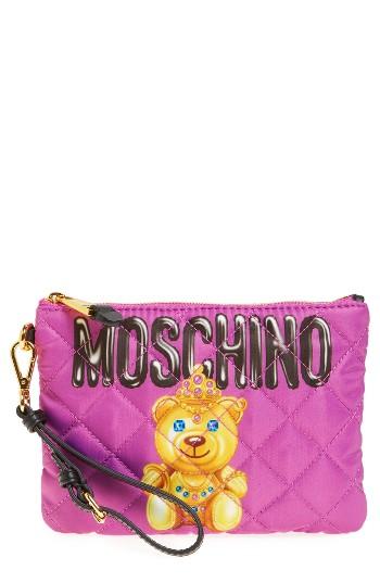 Women's Moschino Quilted Teddy Wristlet -