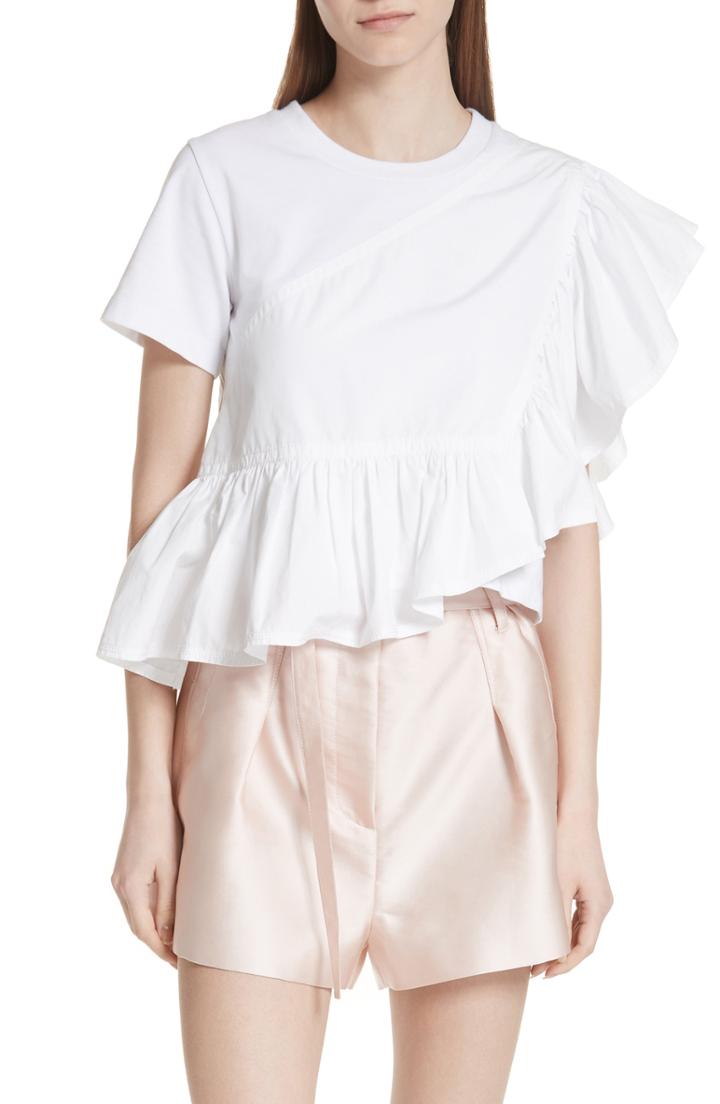 Women's 3.1 Phillip Lim Flamenco Asymmetrical Ruffle Trim Tee