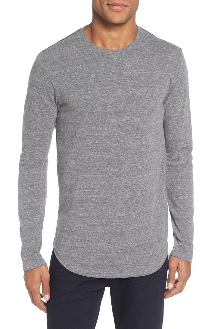 Men's Goodlife Triblend Scallop Long Sleeve Crewneck T-shirt, Size - Grey