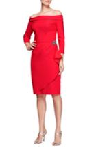 Women's Alex Evenings Foldover Off The Shoulder Sheath Dress - Red