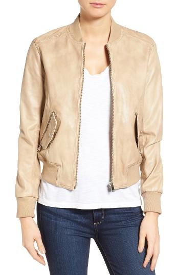 Women's Lamarque Lambskin Leather Bomber Jacket