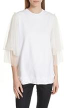 Women's Clu Tulle Sleeve Sweatshirt - White
