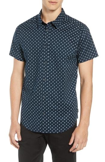 Men's Rvca Mini Paisley Woven Shirt - Blue