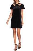 Women's Cece Crisscross Flutter Sleeve Stretch Velvet Dress, Size - Black