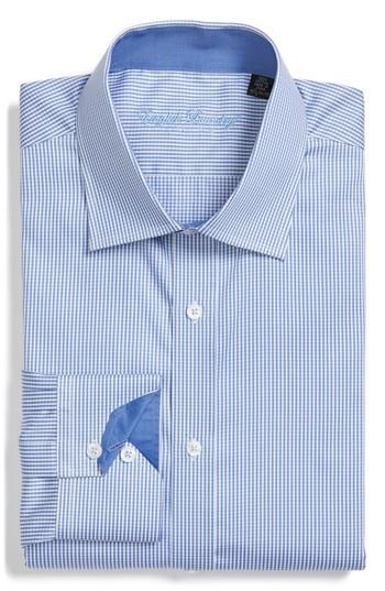 Men's English Laundry Trim Fit Check Dress Shirt - 32/33 - Blue