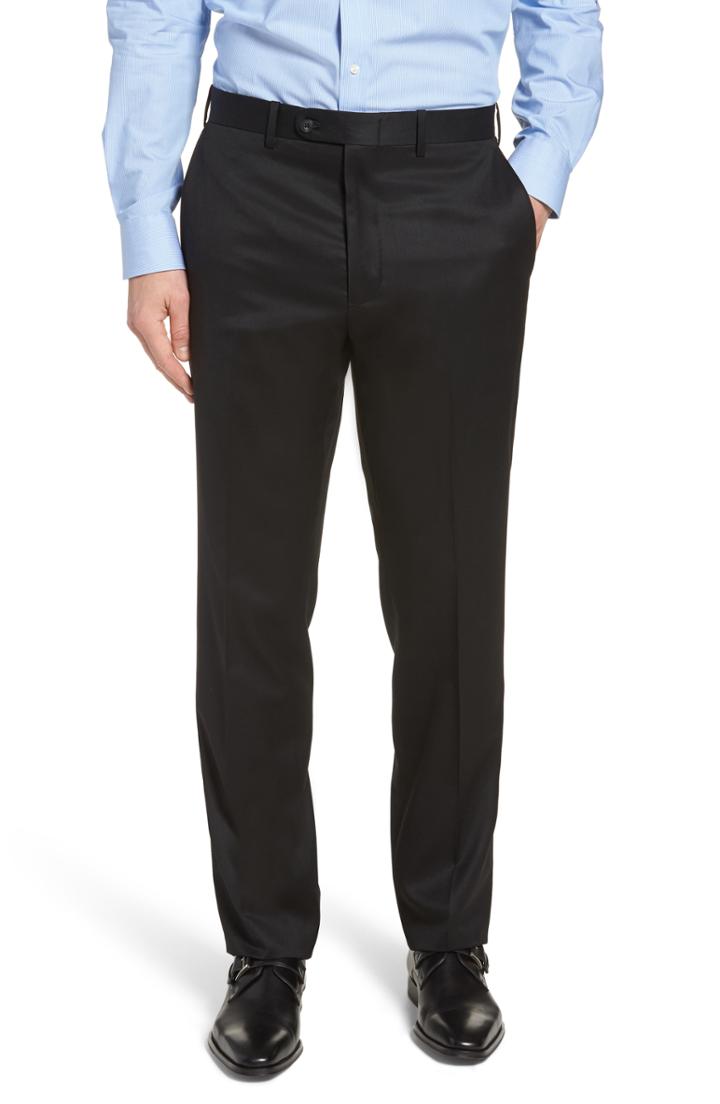 Men's John W. Nordstrom Torino Traditional Fit Flat Front Solid Trousers