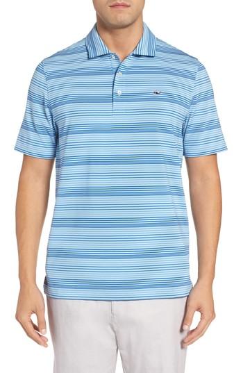 Men's Vineyard Vines Cateonic Stripe Performance Polo - Blue