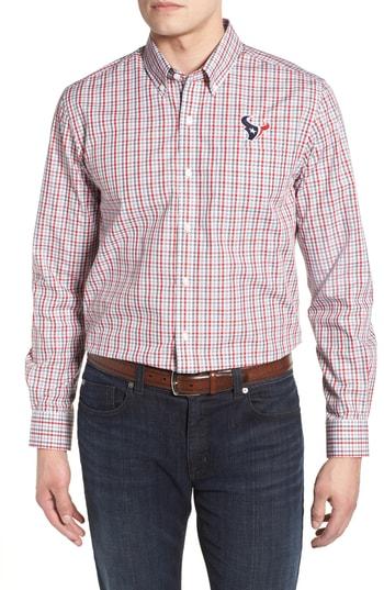Men's Cutter & Buck Houston Texans - Gilman Regular Fit Plaid Sport Shirt - Red