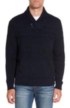 Men's Nordstrom Men's Shop Shawl Collar Fisherman's Sweater - Blue