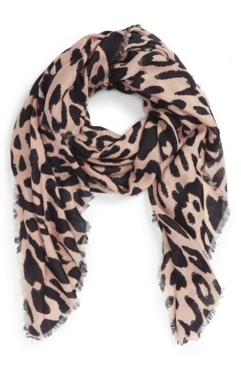 Women's Bp. Leopard Print Scarf, Size - Brown