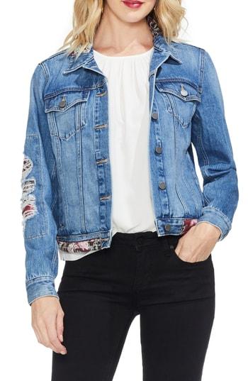 Women's Vince Camuto Tapestry Patchwork Denim Jacket - Blue
