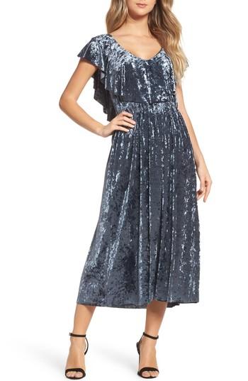 Women's Nsr Crushed Velvet Midi Dress - Blue