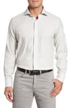 Men's Peter Millar Loch Melange Stripe Sport Shirt, Size - Grey