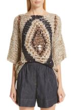 Women's Brunello Cucinelli Sequin Open Knit Sweater - Beige