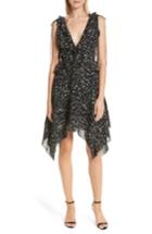 Women's Derek Lam 10 Crosby Ruffle Trim Handkerchief Hem Silk Dress - Black