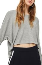 Women's Topshop Waffle Knit Sweatshirt Us (fits Like 0-2) - Grey