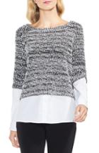 Women's Vince Camuto Metallic Knit Mix Media Top - Black