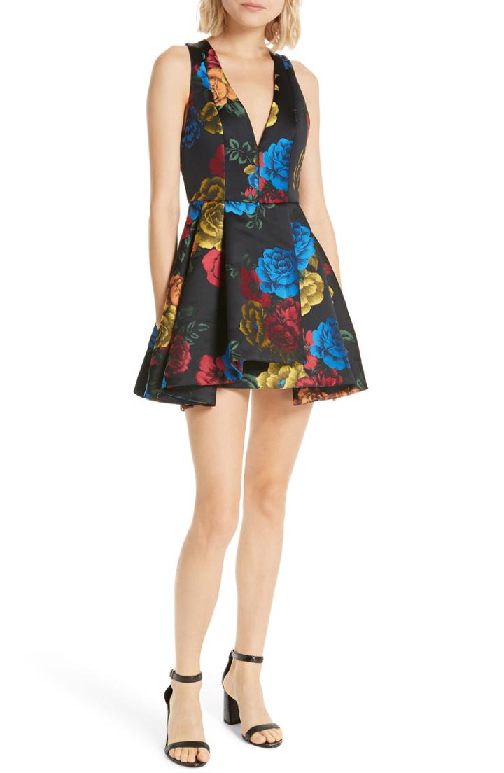 Women's Alice + Olivia Tanner Asymmetrical Skater Dress - Black