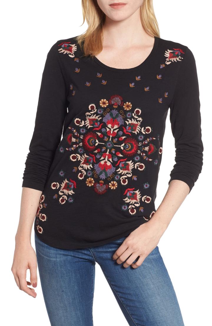 Women's Lucky Brand Allover Paisley Tee - Black