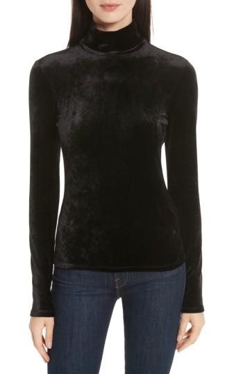 Women's Theory Velvet Turtleneck Top, Size - Black