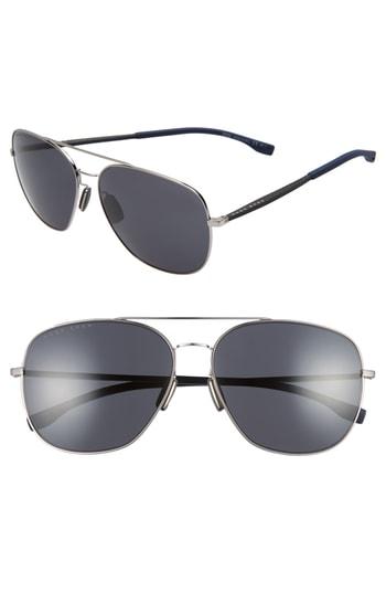 Men's Boss 62mm Polarized Special Fit Aviator Sunglasses - Ruthenium