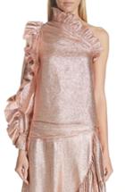 Women's Ulla Johnson Catroux One-shoulder Metallic Silk Blend Blouse - Pink