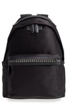 Stella Mccartney Logo Embossed Satin Backpack - Black