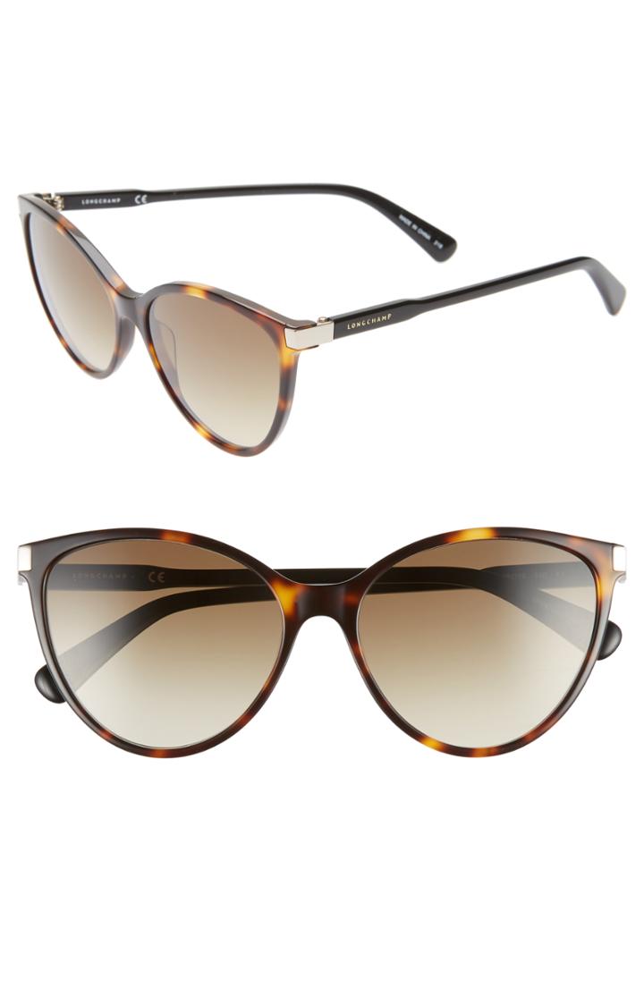Women's Longchamp Le Pliage 56mm Cat Eye Sunglasses - Havana/ Black