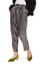 Women's Topshop Sequin Stripe Mensy Trousers Us (fits Like 0) - Black