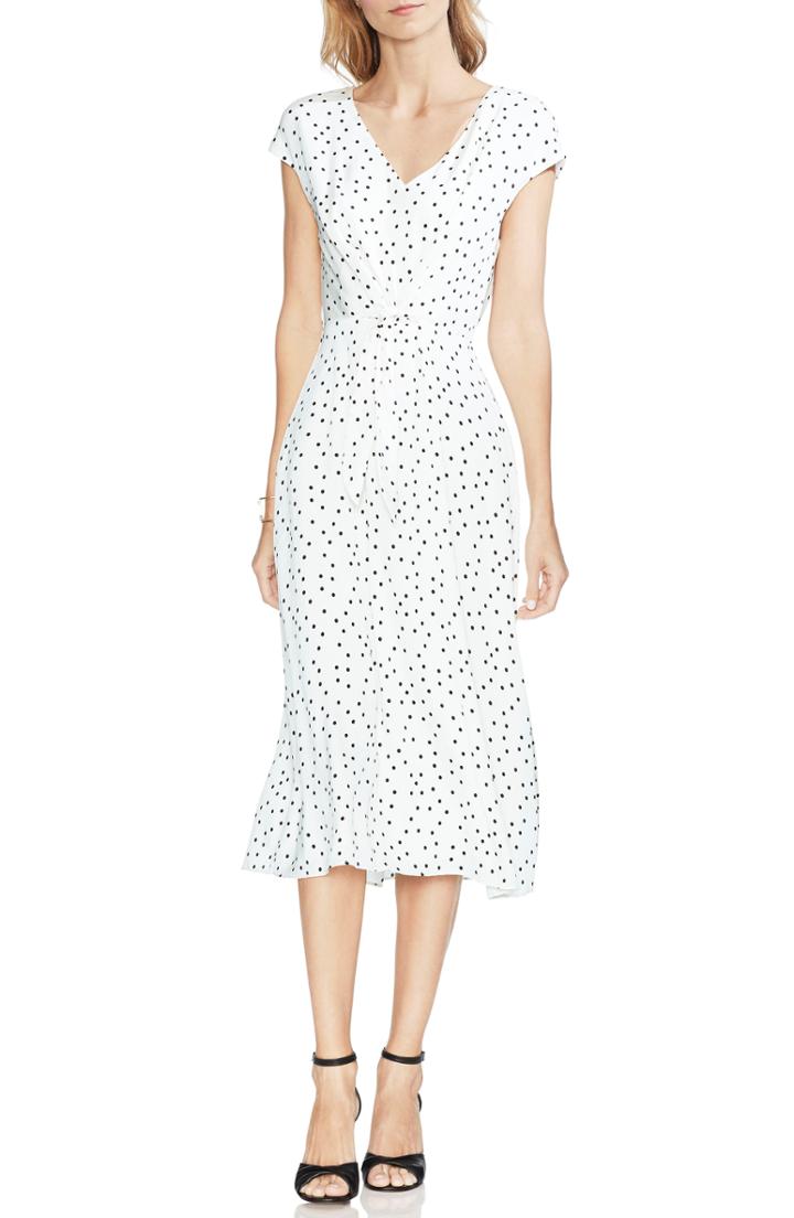 Women's Vince Camuto Polka Dot Midi Dress - Ivory