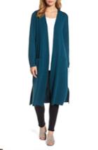 Women's Eileen Fisher Long Merino Wool Cardigan, Size - Blue
