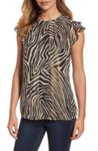 Women's Michael Michael Kors Flounce Sleeve Shimmer Print Top - Metallic
