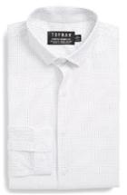 Men's Topman Dot Print Dress Shirt, Size - White
