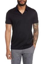 Men's Boss Press Texture Front Polo - Blue
