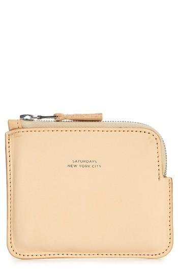 Men's Saturdays Nyc Leather Half Zip Wallet - Beige
