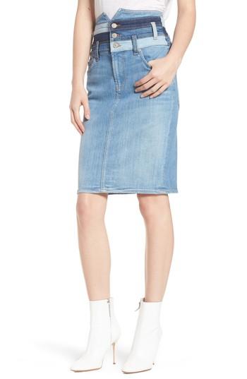 Women's 7 For All Mankind Patchwork Denim Skirt - Blue