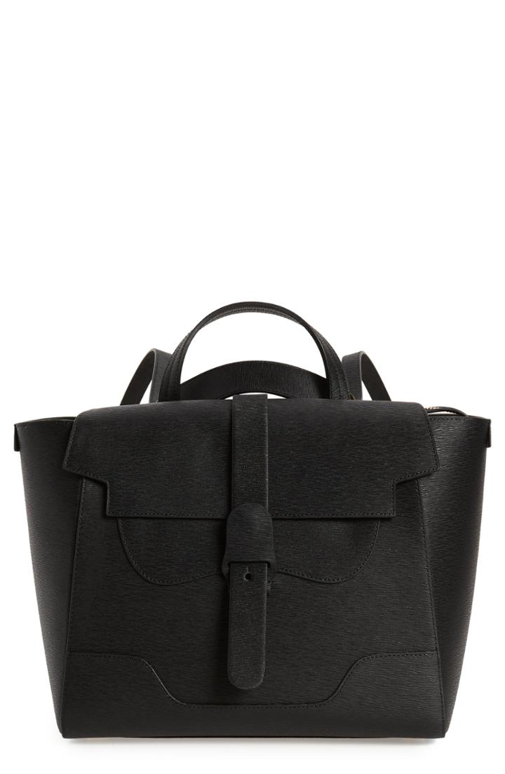 Senreve Maestra Textured Leather Satchel - Black