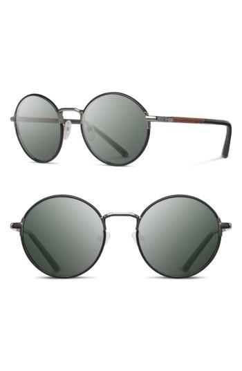 Women's Shwood Hawthorne 50mm Acetate Sunglasses - Black Chrome/ Mahogany/ G15