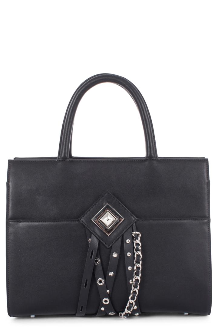Celine Dion Legato Faux Leather Satchel - Black