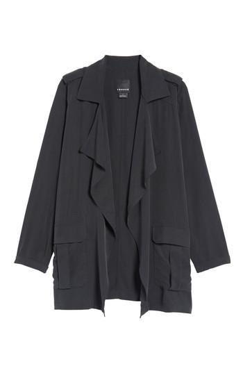 Women's Trouve Drape Front Military Jacket - Black