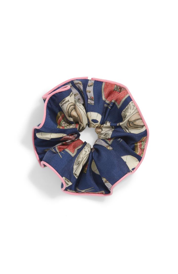 Cjw Netflix & Chill Silk Twill Scrunchie, Size - Blue